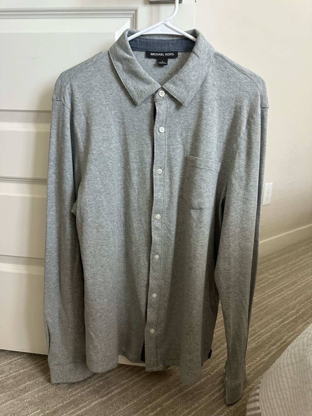 Michael Kors Men's Light Gray Long-Sleeve Button-Down Shirt